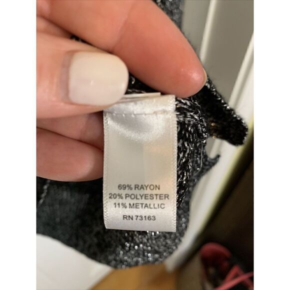 Cupio Womens Black Long Sleeve Round Neck Rayon Blend Long Sweater - Picture 3 of 4